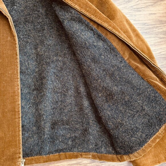 Vintage Campus Outerwear Mens 42 Brown Corduroy Fur Lined Jacket USA - Picture 3 of 6